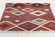 Lade das Bild in den Galerie-Viewer, Kilim Zagros Tappeto, Rosso/Arancione/Multicolore, 300x200