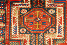 Carica l'immagine nel visualizzatore di Gallery, Hand made Antique Kazak / Shirvan Caucasic Carpets Lenkoran CM 255x123