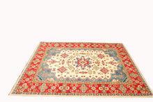 Lade das Bild in den Galerie-Viewer, Hand knotted carpet Ghazni / Chubi Beige / Red 200x155 CM