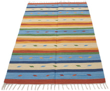 Lade das Bild in den Galerie-Viewer, Kilim Autentico Originale Fatto a Mano, Reversibile, 100% cotone 90x60 cm
