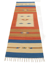 Carica l&#39;immagine nel visualizzatore di Gallery, Kilim indiano autentico moderno e originale, fatto a mano, 200x60 cm
