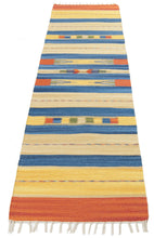 Load image into Gallery viewer, Kilim indiano autentico moderno e originale, fatto a mano, 200x60 cm
