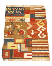 Load image into Gallery viewer, Kilim indiano autentico moderno e originale, 100x60 cm (Galleriafarah1970)

