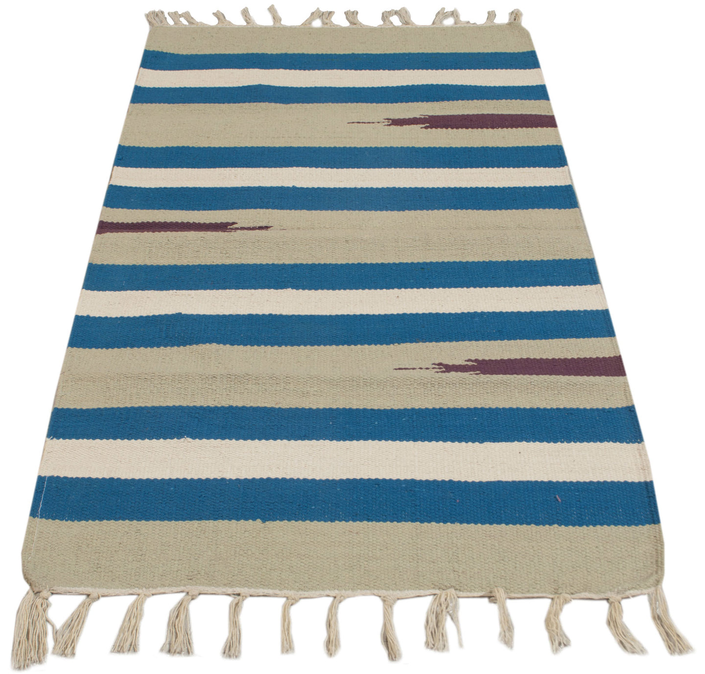Kilim indiano autentico moderno e originale, fatto a mano, 80x50 cm