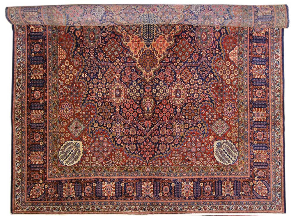 490x330 CM tappeto antico Kashan Manchester e originale con certificato di perito