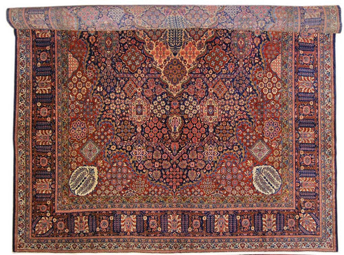 490x330 CM tappeto antico Kashan Manchester e originale con certificato di perito