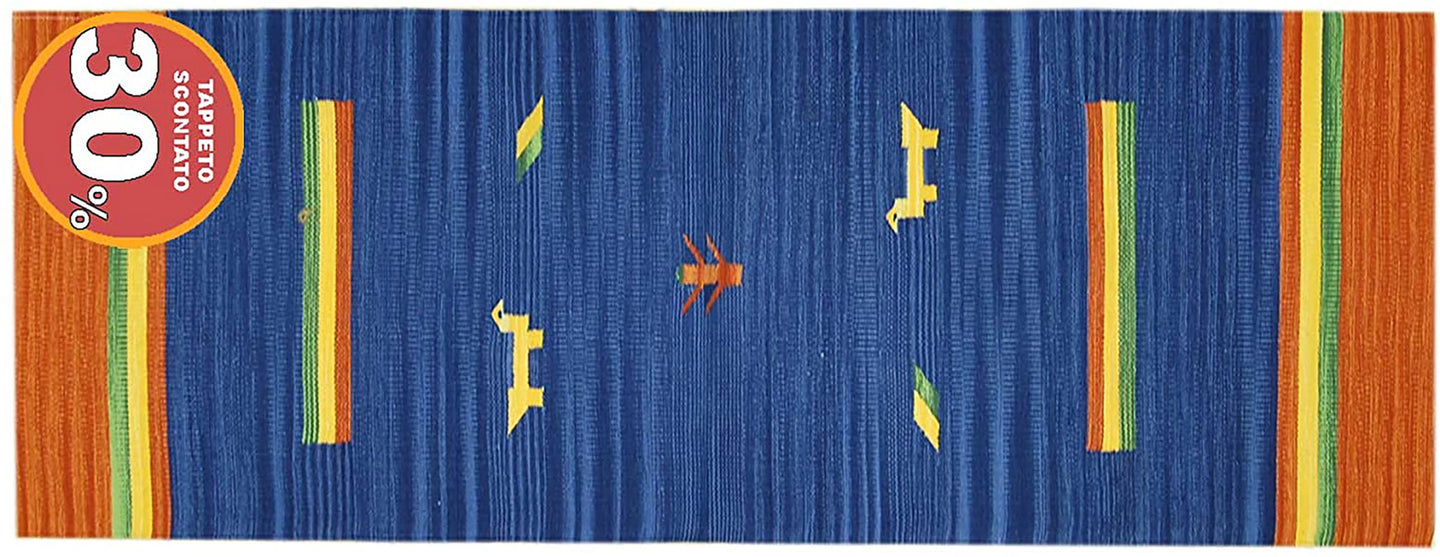 Kilim indiano autentico e originale, fatto a mano, 140x70 cm