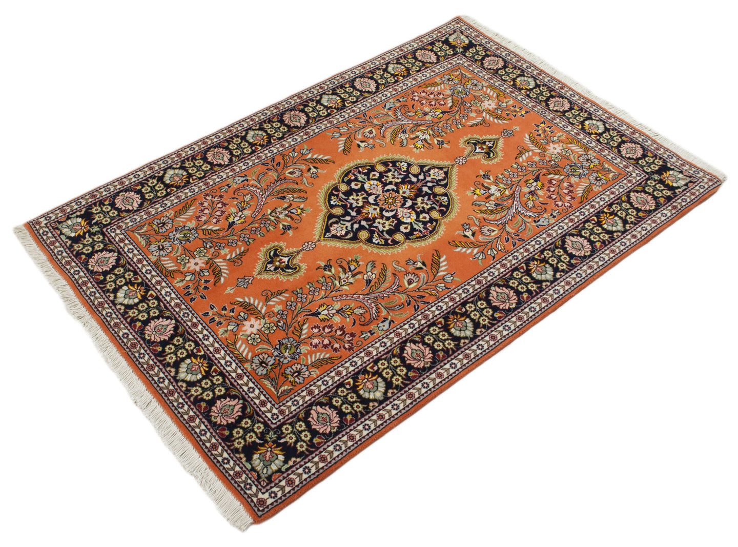 136x86 CM Tappeto Autentico Originale Annodato a Mano Con Certificato di Autent