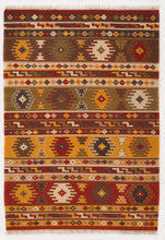 Lade das Bild in den Galerie-Viewer, Kilim Zagros Tappeto, Rosso/Arancione/Multicolore, 300x200
