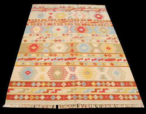 300x200 CM Kilim Autentico Originale Fatto a Mano Facile da Pulire Stile Moderno - Reversibile