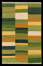 Carica l&#39;immagine nel visualizzatore di Gallery, Kiliem Tapis india originale CM 300x200 - Verde
