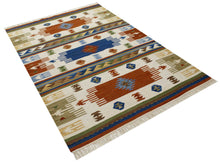 Load image into Gallery viewer, Kilim original, authentisch handgemacht mit Echtheitszertifikat 200x140
