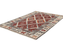 Carica l'immagine nel visualizzatore di Gallery, Kilim Carpets by Jalal Teppich In Kilim Zagros beige/rot 140 x 200 cm
