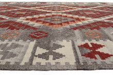 Lade das Bild in den Galerie-Viewer, Kilim Carpets by Jalal Kilim Zagros Tappeto, Lana, Rosso/Grigio, 200 X 300 cm

