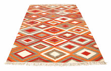 Lade das Bild in den Galerie-Viewer, ABC Kilim Zagros Tappeto, Rosso/Arancione/Multicolore, 230x160
