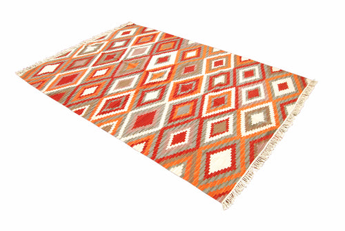 ABC Kilim Zagros Tappeto, Rosso/Arancione/Multicolore, 230x160