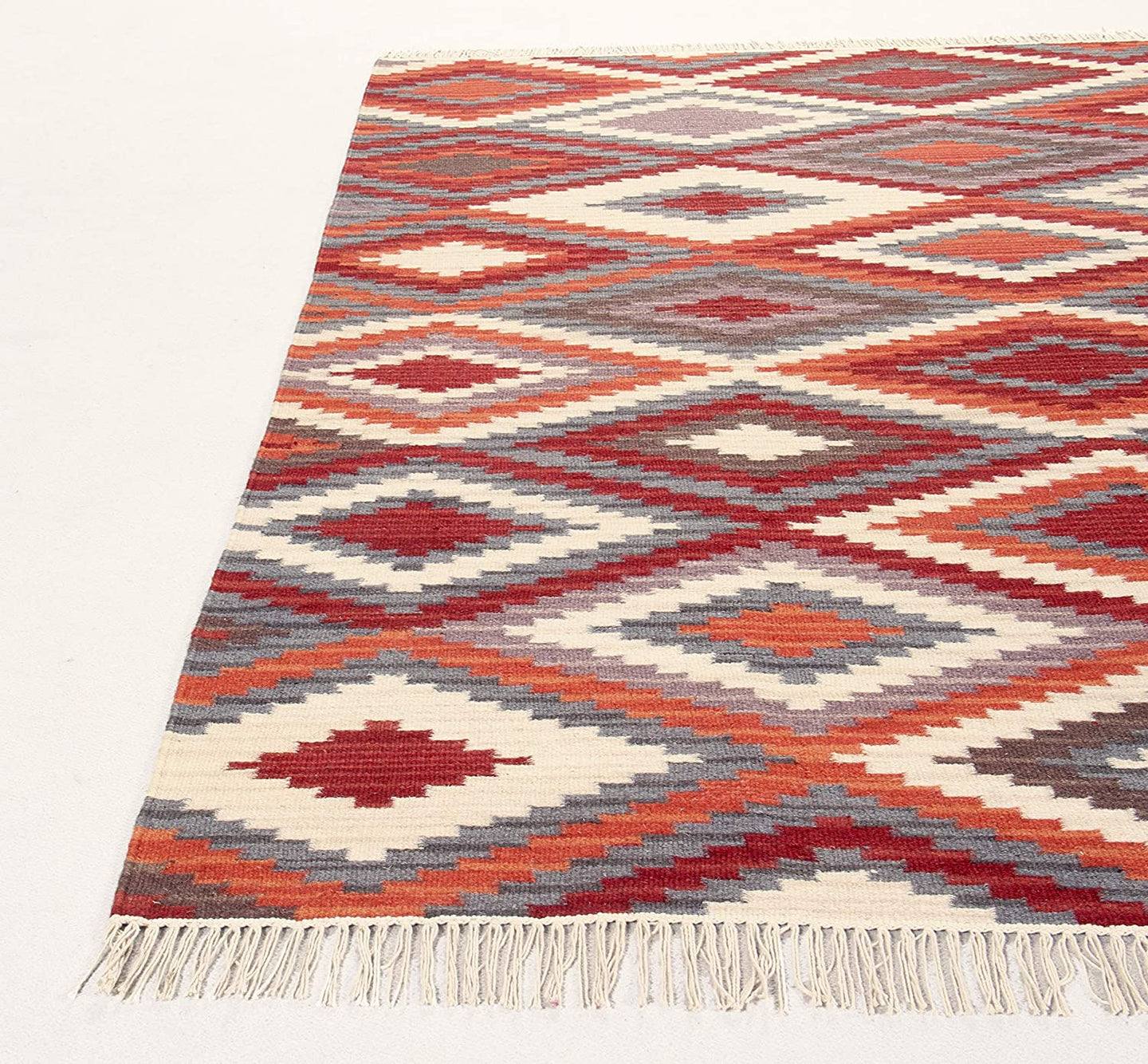 Kilim Zagros Tappeto, Rosso/Arancione/Multicolore, 300x200