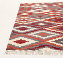 Carica l&#39;immagine nel visualizzatore di Gallery, Kilim Zagros Tappeto, Rosso/Arancione/Multicolore, 300x200
