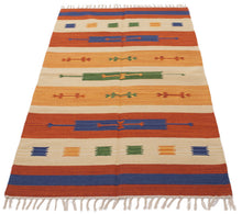 Lade das Bild in den Galerie-Viewer, Kilim Autentico Originale Fatto a Mano, Reversibile, 100% cotone 90x60 cm
