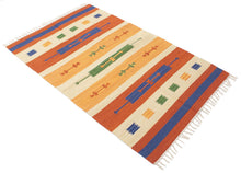 Carica l'immagine nel visualizzatore di Gallery, Kilim Autentico Originale Fatto a Mano, Reversibile, 100% cotone 90x60 cm
