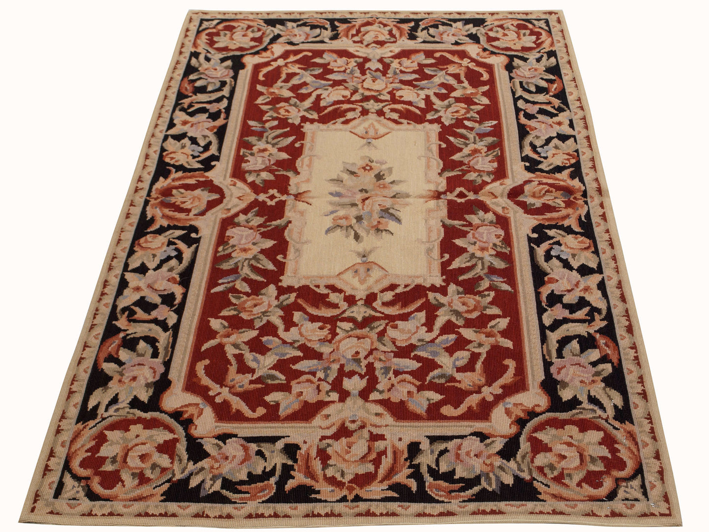 Aubusson Mezzopunto Classico Floreale Francia Design - 152x91 Cm