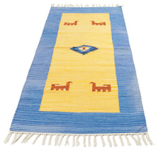 Carica l'immagine nel visualizzatore di Gallery, 140x70 CM Kilim Autentico Originale Fatto a Mano Facile da Pulire Stile Tribali - reversibile
