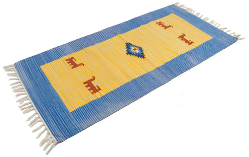 140x70 CM Kilim Autentico Originale Fatto a Mano Facile da Pulire Stile Tribali - reversibile