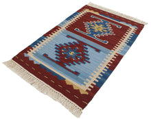 Carica l'immagine nel visualizzatore di Gallery, kilim originale Occasione lana cotone (80x50 CM) - Galleria Farah1970 - #
