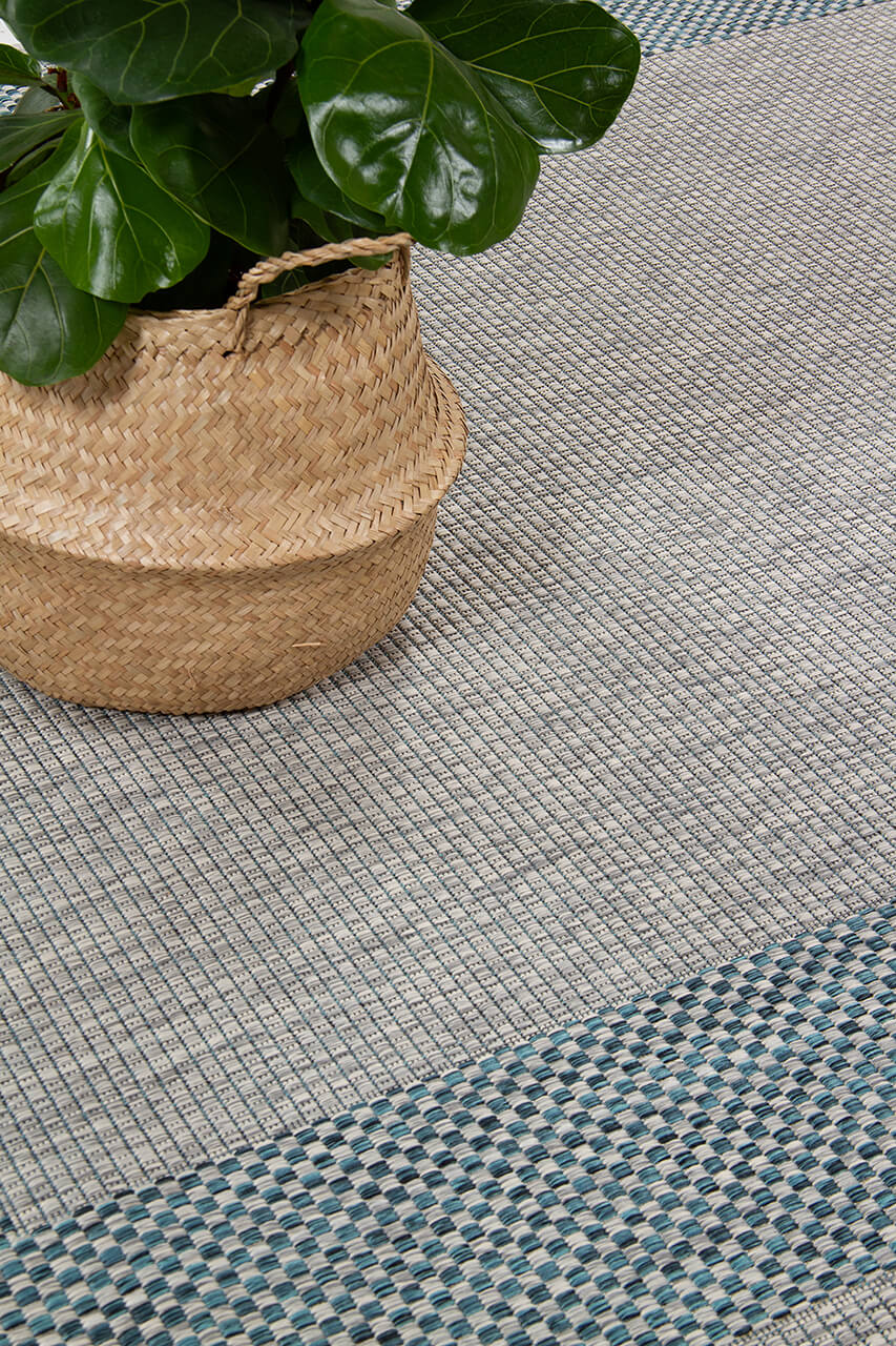 Tappeto Moderno TR FLATWEAVE FRAME GREY/BLUE 160X230 (Galleriafarah1970)