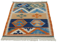 Carica l'immagine nel visualizzatore di Gallery, kilim indiano moderno autentico originale 80x54 CM 
