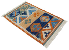 Load image into Gallery viewer, kilim indiano moderno autentico originale 80x54 CM 
