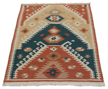 Load image into Gallery viewer, kilim indiano moderno autentico originale 94x64 cm
