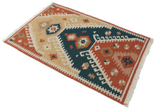 Load image into Gallery viewer, kilim indiano moderno autentico originale 94x64 cm
