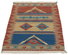 Lade das Bild in den Galerie-Viewer, kilim indiano moderno autentico originale 80x55 cm
