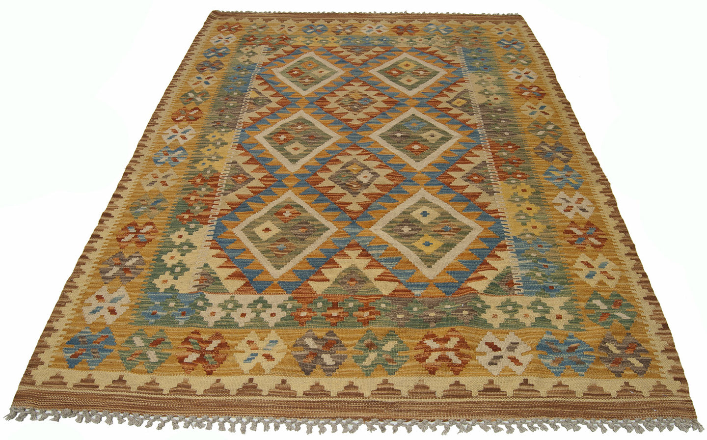 Autentico, Originale kilim FATTO A MANO CON CERTIFICATO DI AUTENTI 174X140 CM 