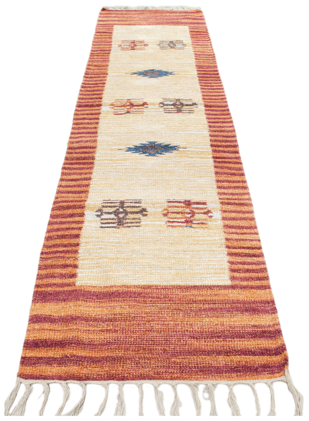 Tappeto Kilim Yama India Cotone Ideale per la Cucina 280x60 Cm