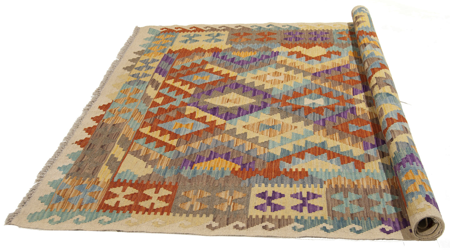 183x134 CM Kilim Autentico Originale Fatto a Mano Facile da Pulire Stile Tribale