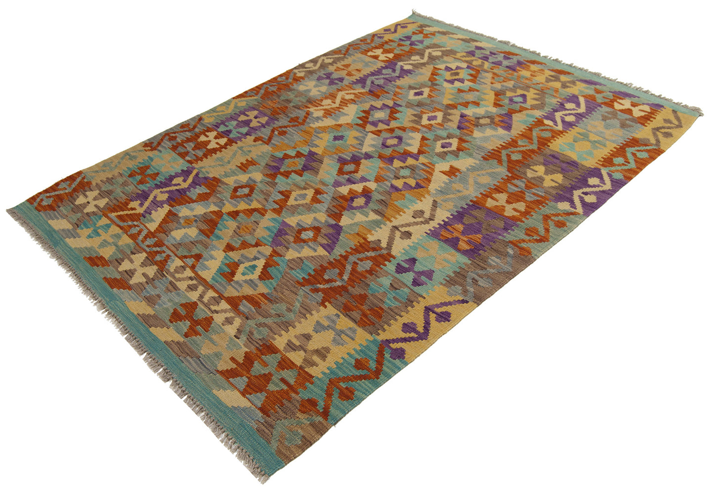 177X124 CM Kilim Autentico Originale Fatto a Mano Facile da Pulire Stile Tribali