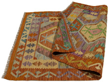 Lade das Bild in den Galerie-Viewer, 130x85 CM Kilim Autentico Originale Fatto a Mano Facile da Pulire Stile Tribali
