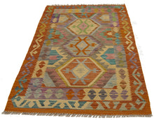 Lade das Bild in den Galerie-Viewer, 130x85 CM Kilim Autentico Originale Fatto a Mano Facile da Pulire Stile Tribali
