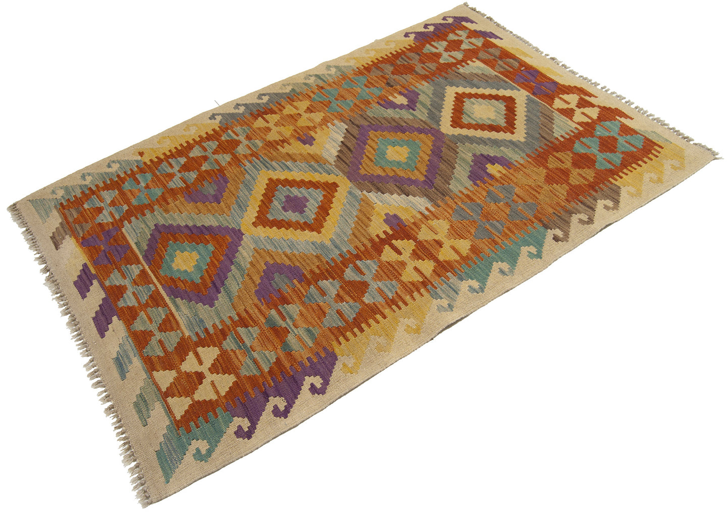 120X82 CM Kilim Autentico Originale Fatto a Mano Facile da Pulire Stile Tribali