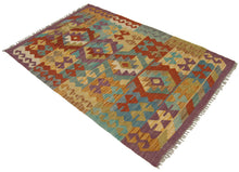 Carica l'immagine nel visualizzatore di Gallery, 123X80 CM Kilim Autentico Originale Fatto a Mano Facile da Pulire Stile Rustico
