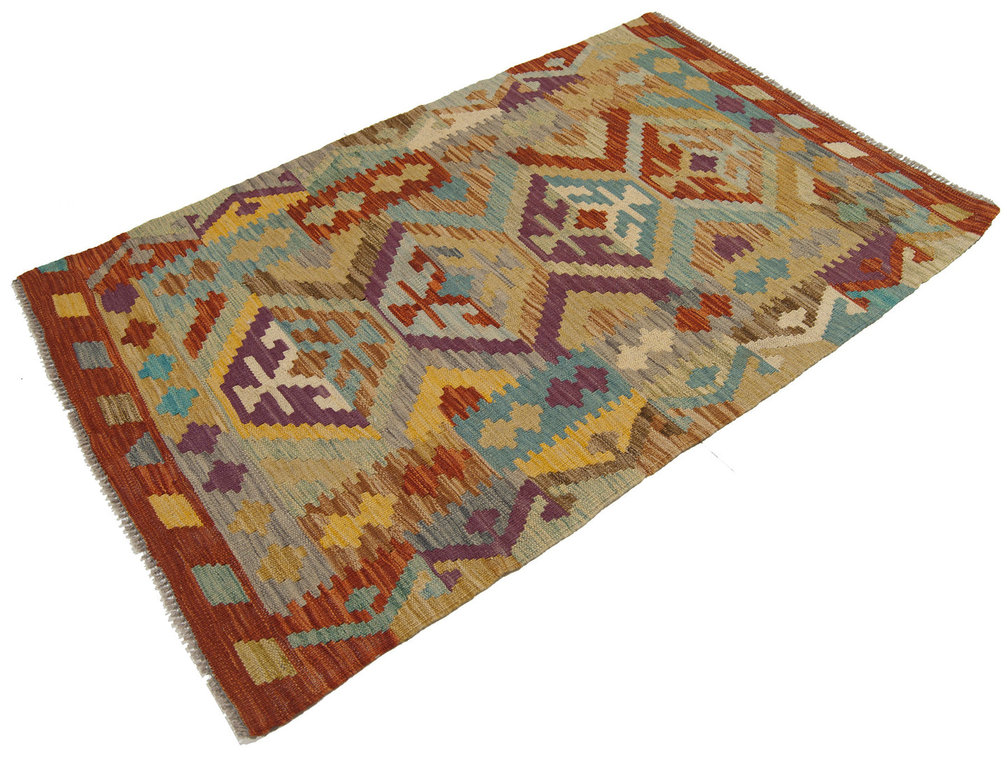 125X83 CM Kilim Autentico Originale Fatto a Mano Facile da Pulire Stile Rustico