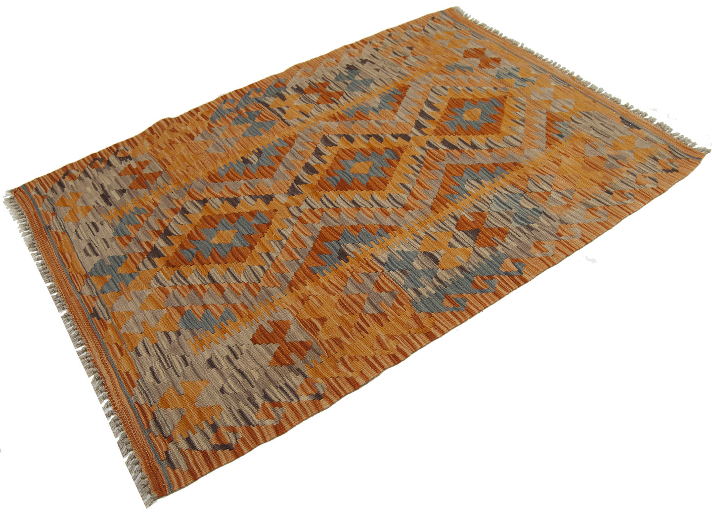 123x86 CM Kilim Autentico Originale Fatto a Mano Facile da Pulire Stile Rustico