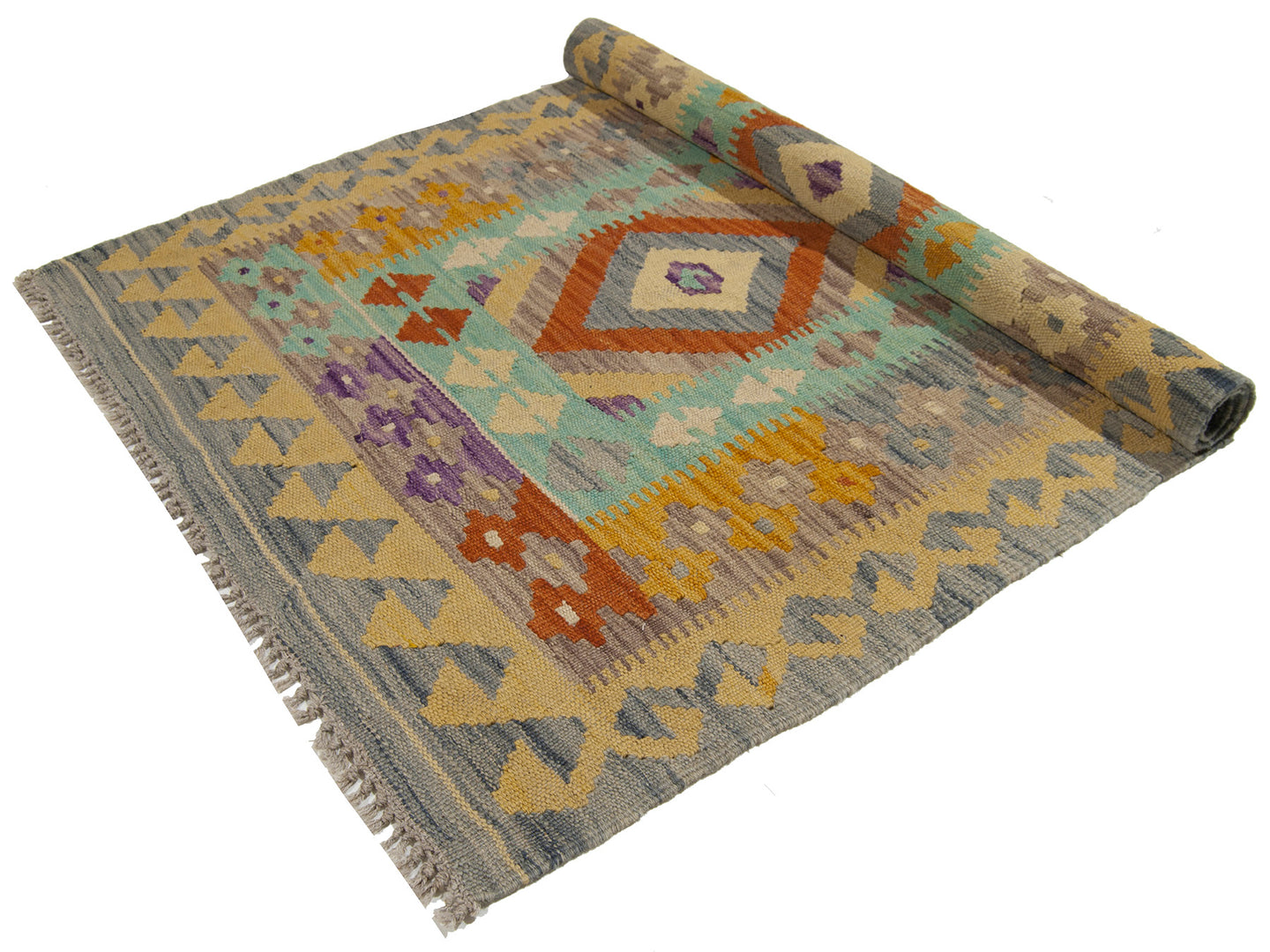 130x83 CM Kilim Autentico Originale Fatto a Mano Facile da Pulire Stile Rustico
