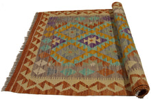Lade das Bild in den Galerie-Viewer, 115x80 CM Kilim Autentico Originale Fatto a Mano Facile da Pulire Stile Rustico
