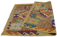 Carica l'immagine nel visualizzatore di Gallery, 123x84 CM Autentio kilim originale fatto a mano Stile classico - Facile da pulire
