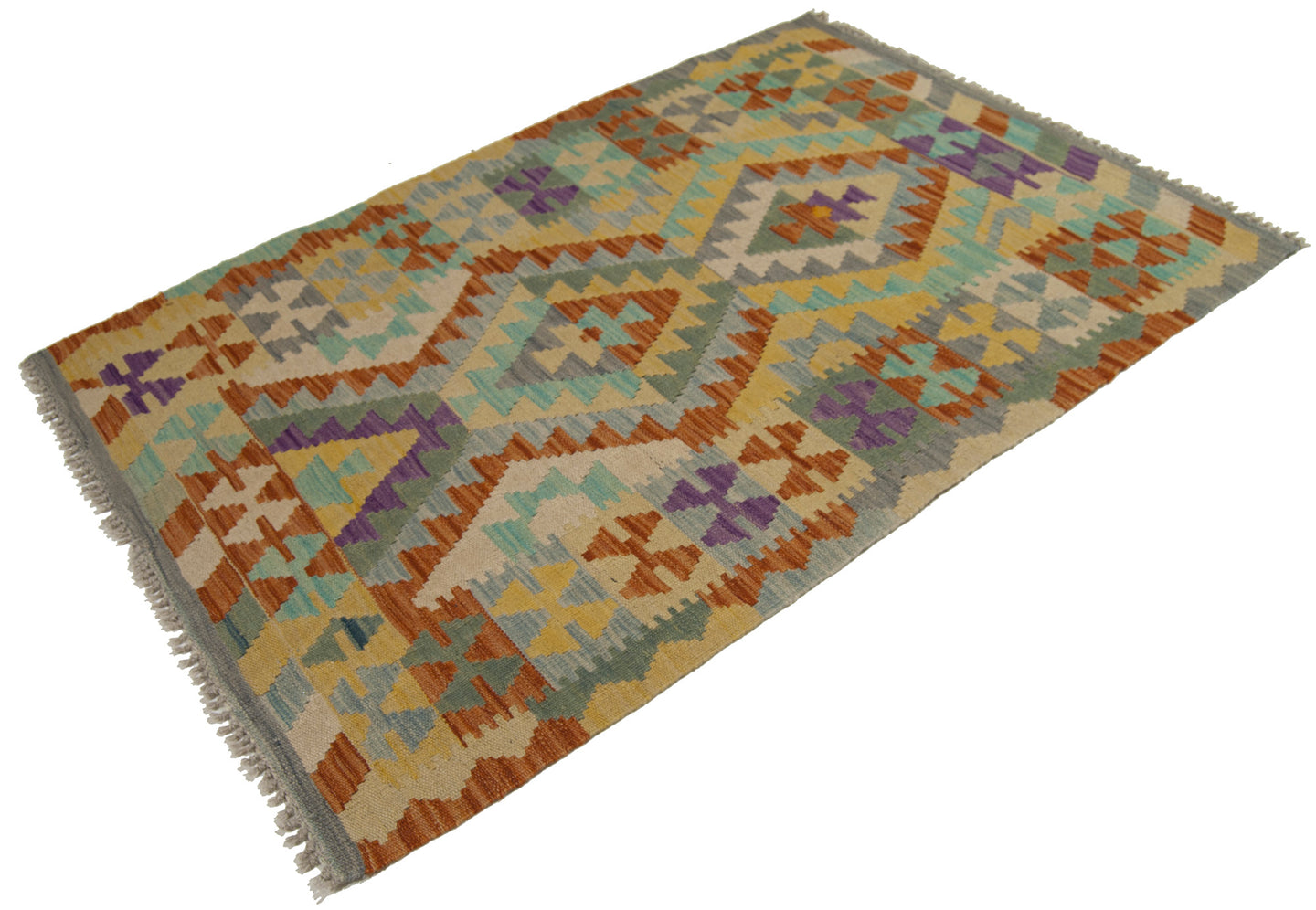 125x86 CM Autentio kilim originale fatto a mano Stile classico Facile da pulire