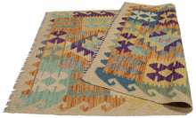 Carica l'immagine nel visualizzatore di Gallery, 125x80 CM Autentio kilim originale fatto a mano Stile classico - Facile da pulire
