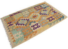 Carica l'immagine nel visualizzatore di Gallery, 125x80 CM Autentio kilim originale fatto a mano Stile classico - Facile da pulire
